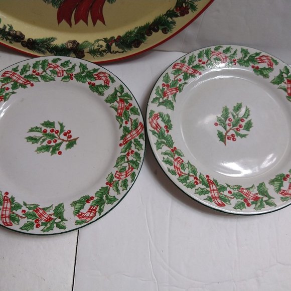 Christmas dishes, plates, tree candy dish, & tray! - Picture 6 of 8